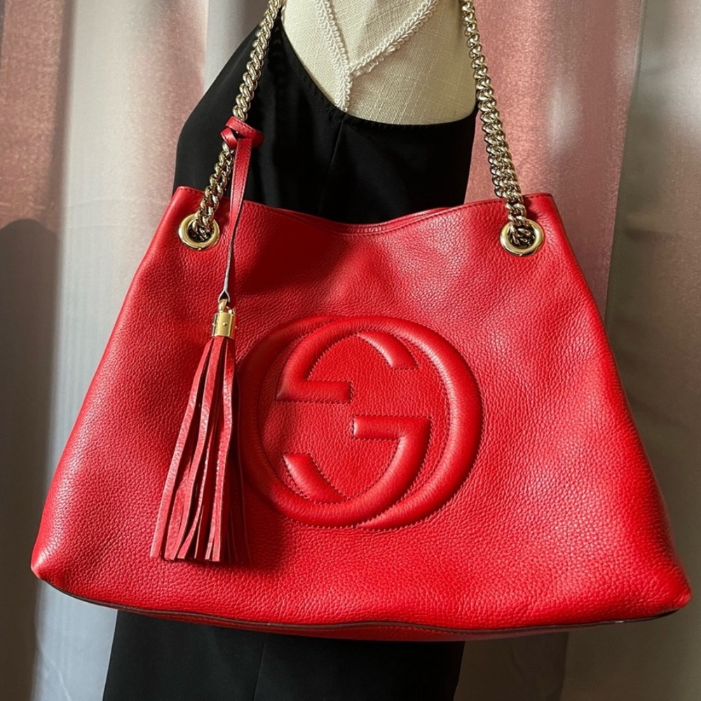 Gucci Red Leather Shoulder Bag